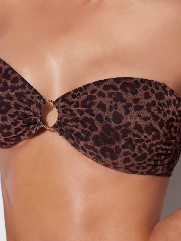 Frederick's Of Hollywood Alanza Leopard Mesh Bandeau Swim Top - Image 4
