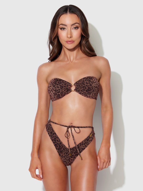 Frederick's Of Hollywood Alanza Leopard Mesh Bandeau Swim Top - Image 3