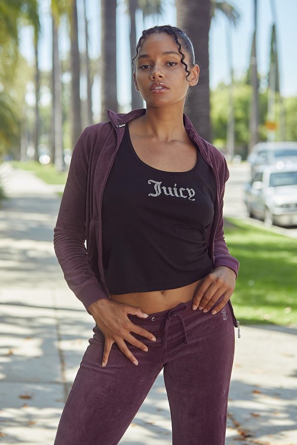Ombre Bling Cotton Velour Mockneck Track Jacket - Image 8