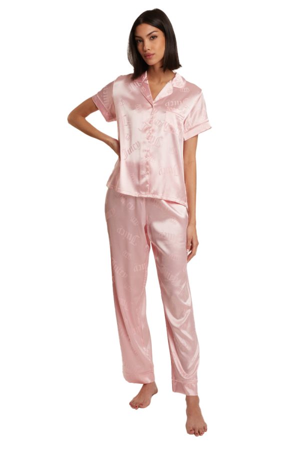 Satin Short Sleeve Notch Collar PJ Set - Image 2
