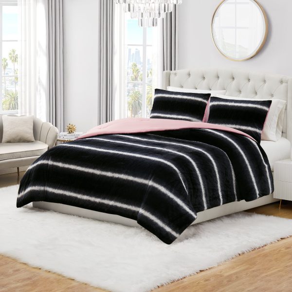 Faux Fur Ombre Stripe Comforter Set - Image 2