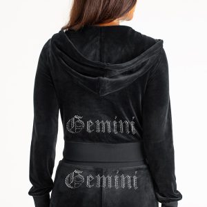 Gemini Big Bling Velour Hoodie