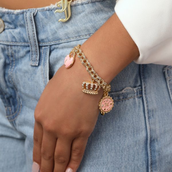 Pink Charm Bracelet with Pave Accents - Image 2