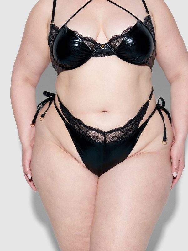 Frederick's Of Hollywood Onyx Double Layer & Lace Swim Cheeky - Image 5