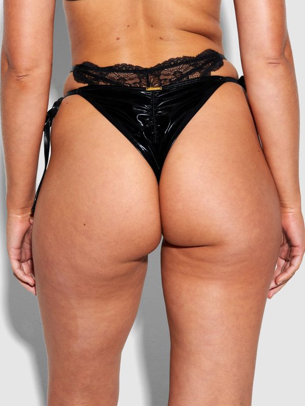 Frederick's Of Hollywood Onyx Double Layer & Lace Swim Cheeky - Image 2