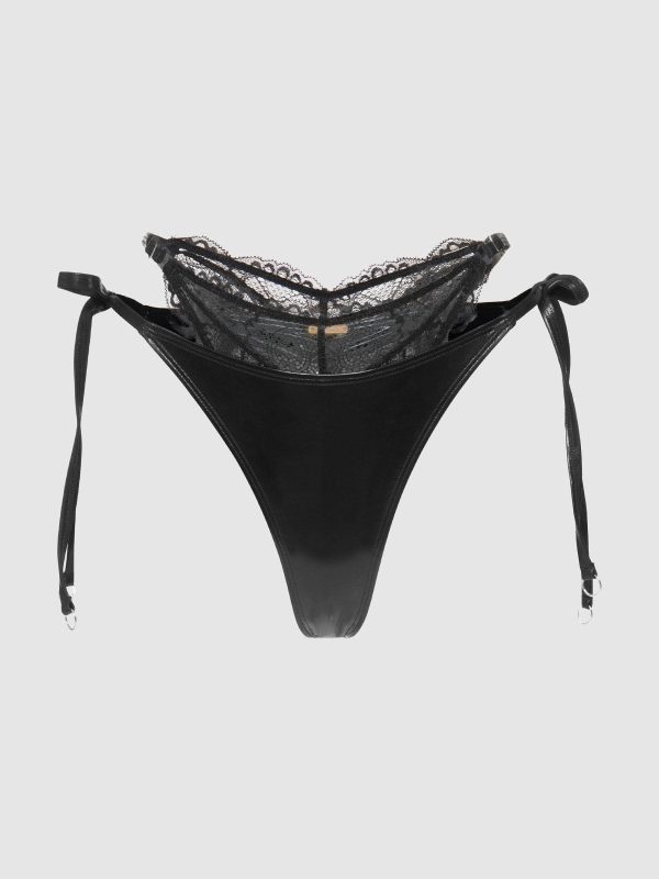 Frederick's Of Hollywood Onyx Double Layer & Lace Swim Cheeky - Image 8