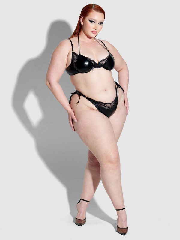 Frederick's Of Hollywood Onyx Leather & Lace Underwire Swim Top - Image 11