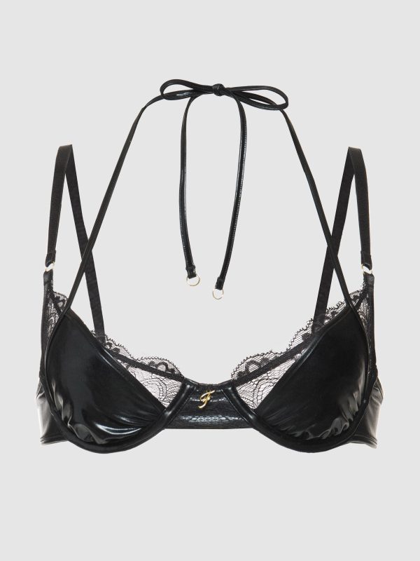 Frederick's Of Hollywood Onyx Leather & Lace Underwire Swim Top - Image 12
